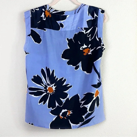 J. Crew Periwinkle Floral Blouse sleeveless Tank Top size 6 Petite - Picture 3 of 10